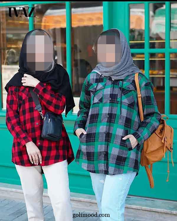مدل مانتو چهارخونه پاییزی
