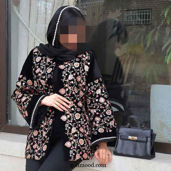 مانتو سوزن دوزی مشکی 2025