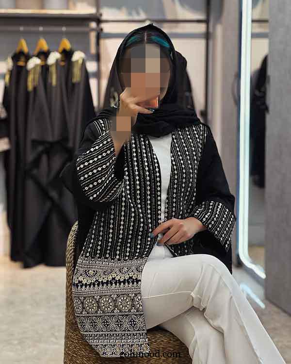 مانتو سوزن دوزی مشکی 2025