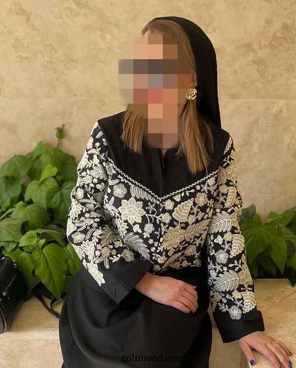 مانتو سوزن دوزی مشکی 2025