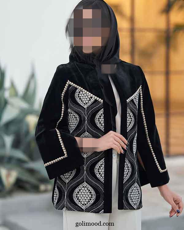 مانتو سوزن دوزی مشکی 2025