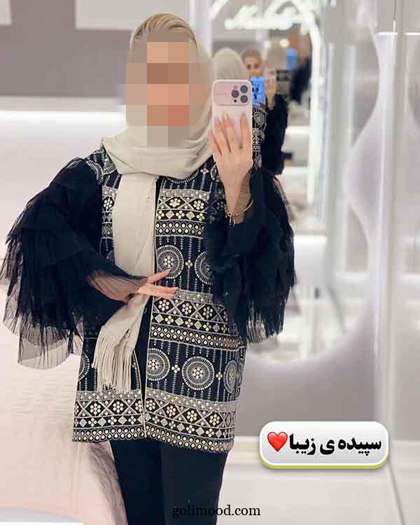 مانتو سوزن دوزی مشکی 2025