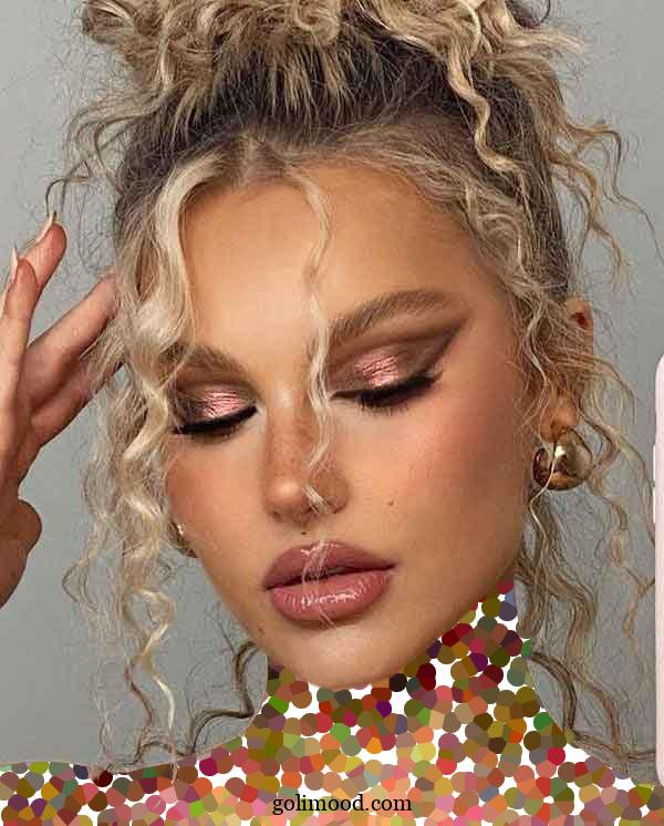 مدل میکاپ با موی فر