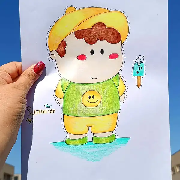 نقاشی کودکانه ساده پسرانه