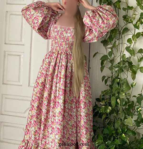 پیراهن ساحلی بلند نخی کیوت
