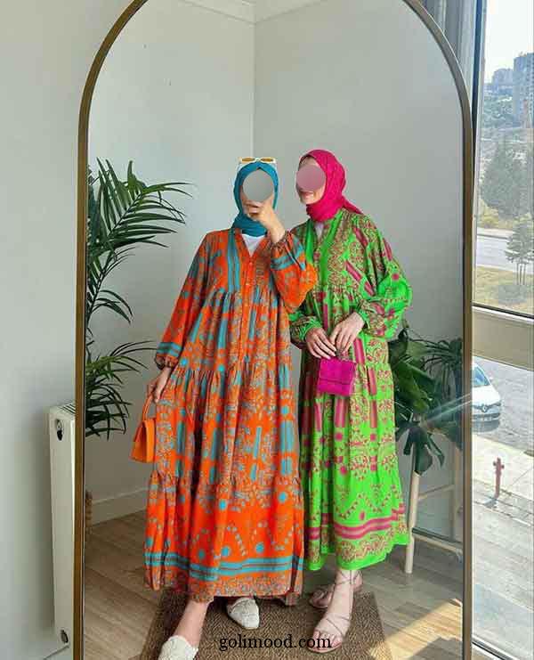 پیراهن ساحلی بلند نخی کیوت