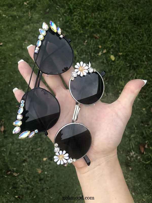 عینک برای عکاسی فرمالیته: 30 مدل از ترند ترین طرح نگینی در رنگبندی، اشکال مختلف