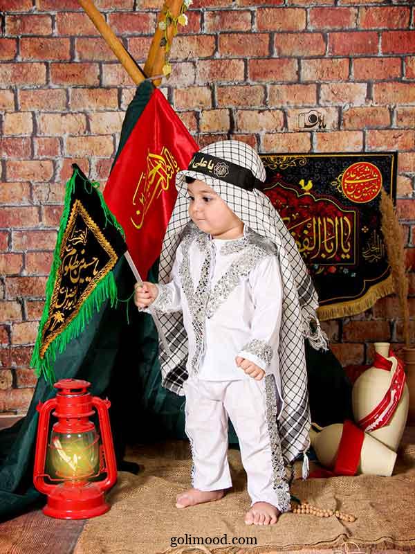 ایده عکس شیرخوارگان | طفلی با سربند «یا حسین»؛ عهدی ابدی