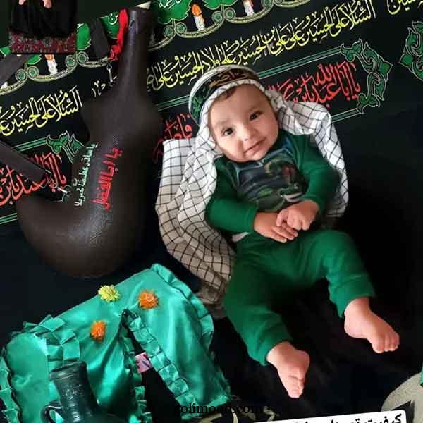 ایده عکس شیرخوارگان | طفلی با سربند «یا حسین»؛ عهدی ابدی