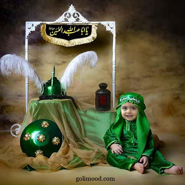 ایده عکس شیرخوارگان | طفلی با سربند «یا حسین»؛ عهدی ابدی