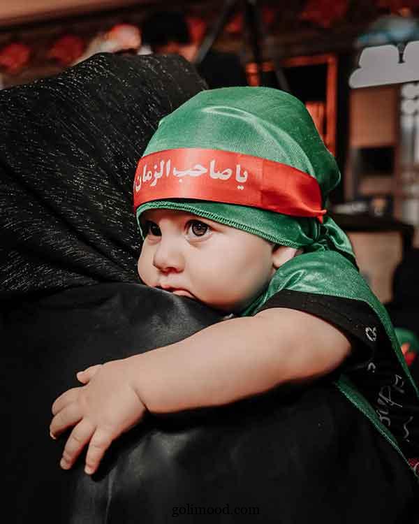 ایده عکس شیرخوارگان | طفلی با سربند «یا حسین»؛ عهدی ابدی