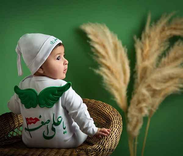 ایده عکس شیرخوارگان | طفلی با سربند «یا حسین»؛ عهدی ابدی
