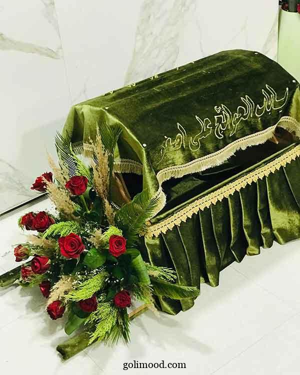 تزیین گهواره علی اصغر | زیبا و احساسی جهت ایده برداری با پارچه‌ سبز و سفید 