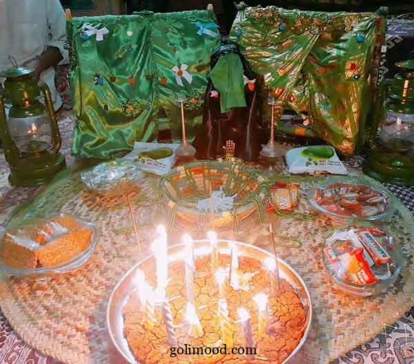 تزیین گهواره علی اصغر | زیبا و احساسی جهت ایده برداری با پارچه‌ سبز و سفید 