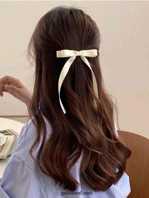 دیزاین مو با روبان: 30 مدل ترند برای مو بسته، باز با پاپیون پارچه ای رنگی + بافت مو