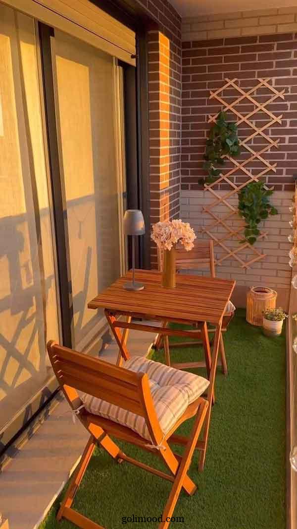 ایده بالکن با چمن مصنوعی: 25 طرح برای بالکن سبز، شاداب و کم‌هزینه + گل آپارتمانی