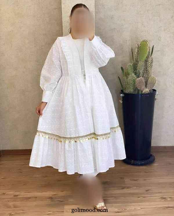 مانتو نخی سفید تابستانه: 25 مدل با برش آزاد و مناسب سایزهای مختلف + راحت و شیک