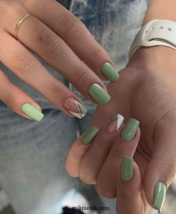 طرح ناخن با رنگ سبز ماچا: 30 مدل از مینیمال تا لاکچری برای سلیقه‌های متفاوت