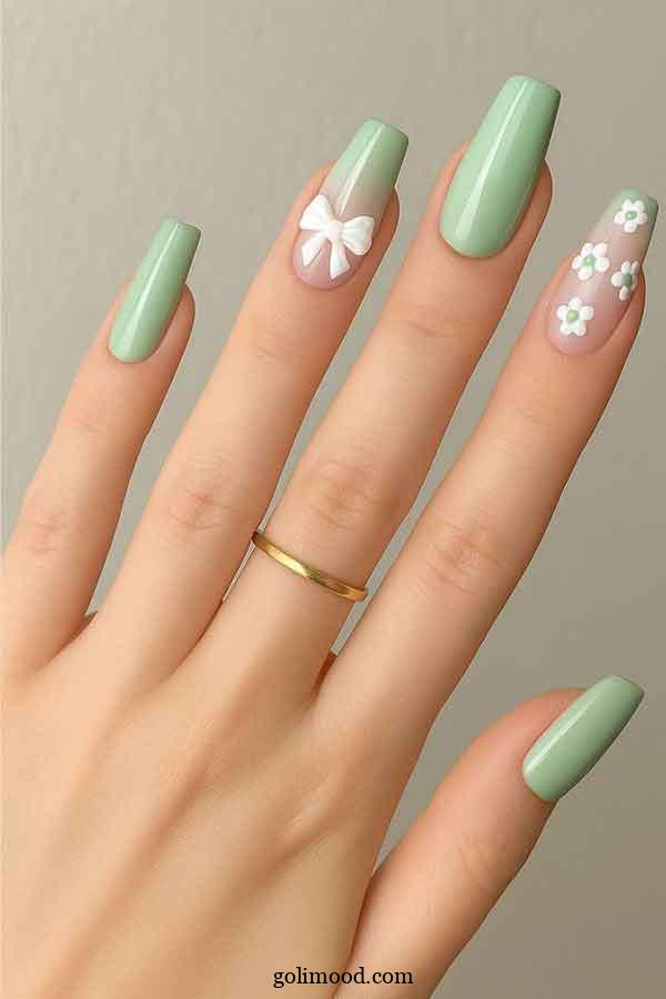 طرح ناخن با رنگ سبز ماچا: 30 مدل از مینیمال تا لاکچری برای سلیقه‌های متفاوت