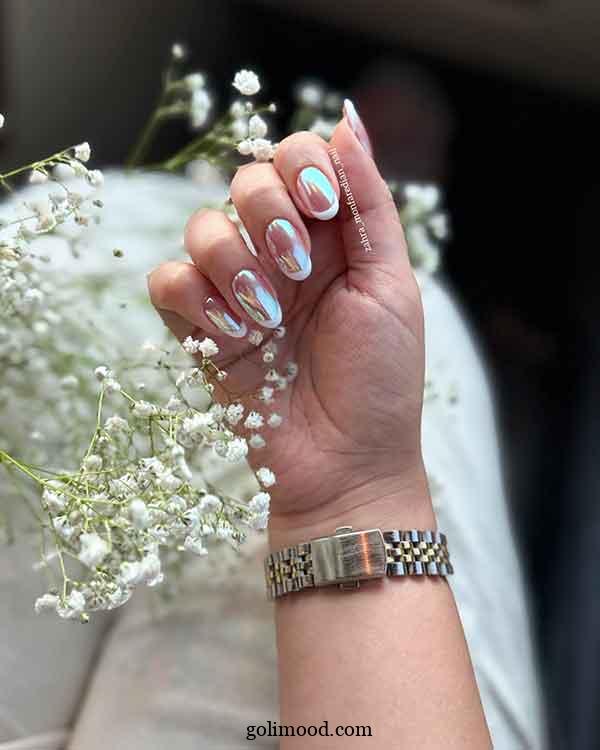 طرح ناخن شیک کرومی: 25 ایده که همه نگاه‌ها را جذب می‌کند! افکت نقره‌ای و طلایی