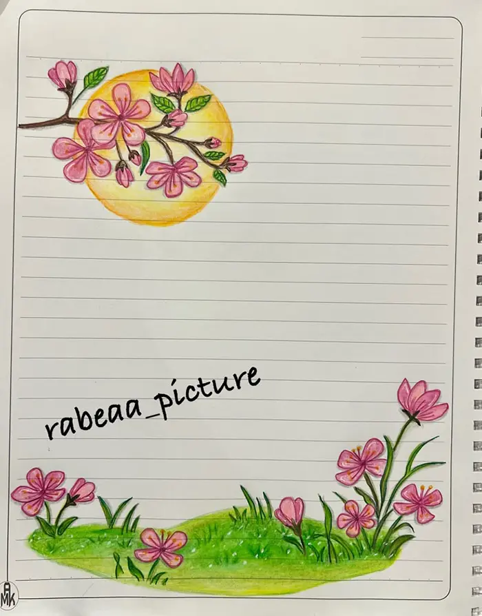 نقاشی گل برای حاشیه دفتر کودکان؛ با خطوط روان طرح‌های آسان متنوع فانتزی و کارتونی