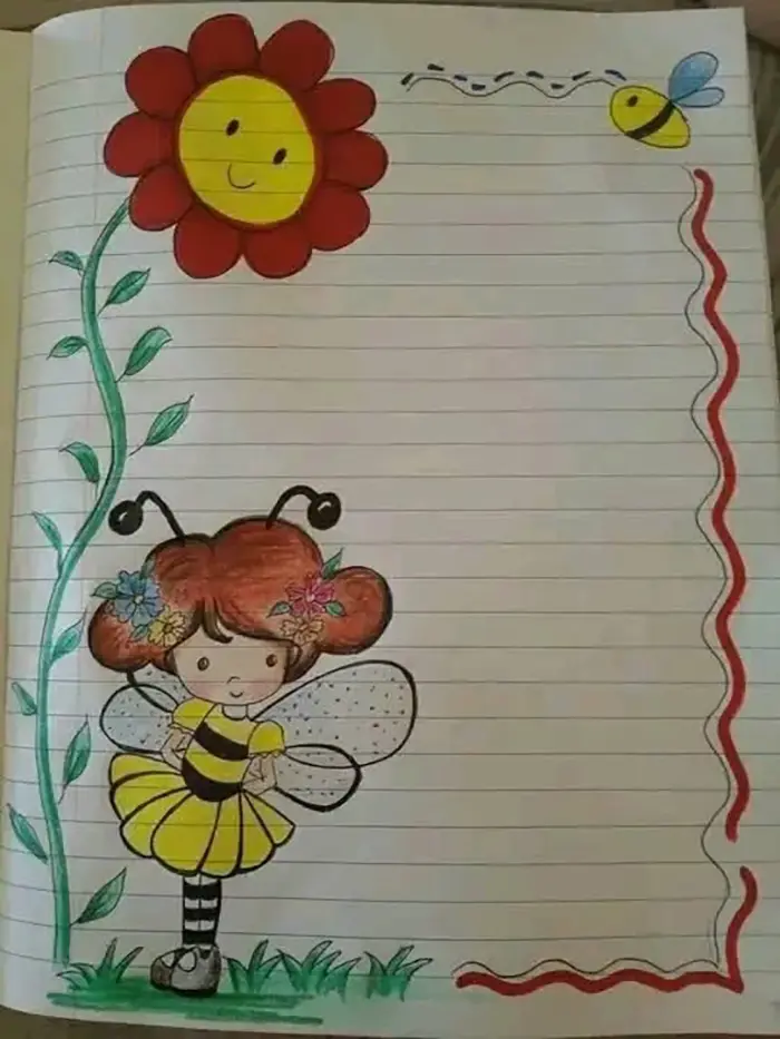 نقاشی گل برای حاشیه دفتر کودکان؛ با خطوط روان طرح‌های آسان متنوع فانتزی و کارتونی