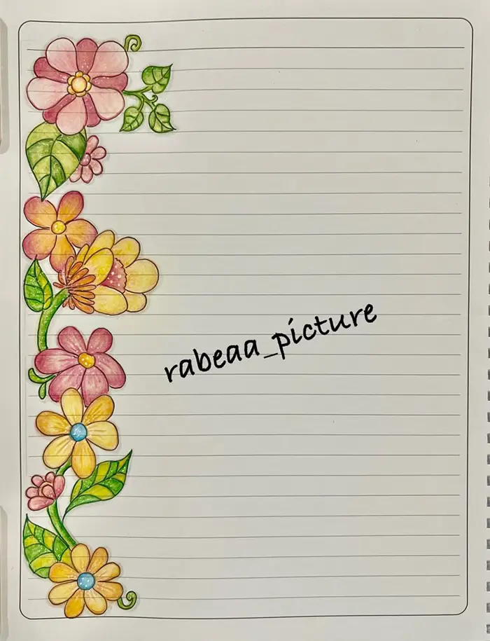 نقاشی گل برای حاشیه دفتر کودکان؛ با خطوط روان طرح‌های آسان متنوع فانتزی و کارتونی