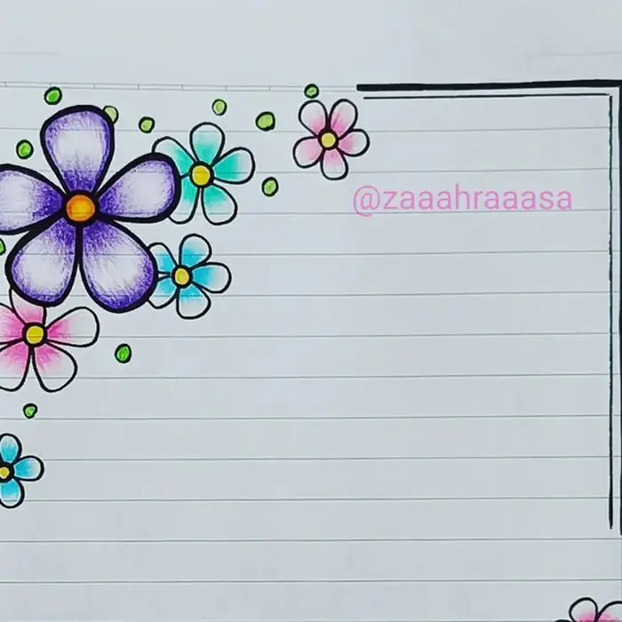 نقاشی گل برای حاشیه دفتر کودکان؛ با خطوط روان طرح‌های آسان متنوع فانتزی و کارتونی