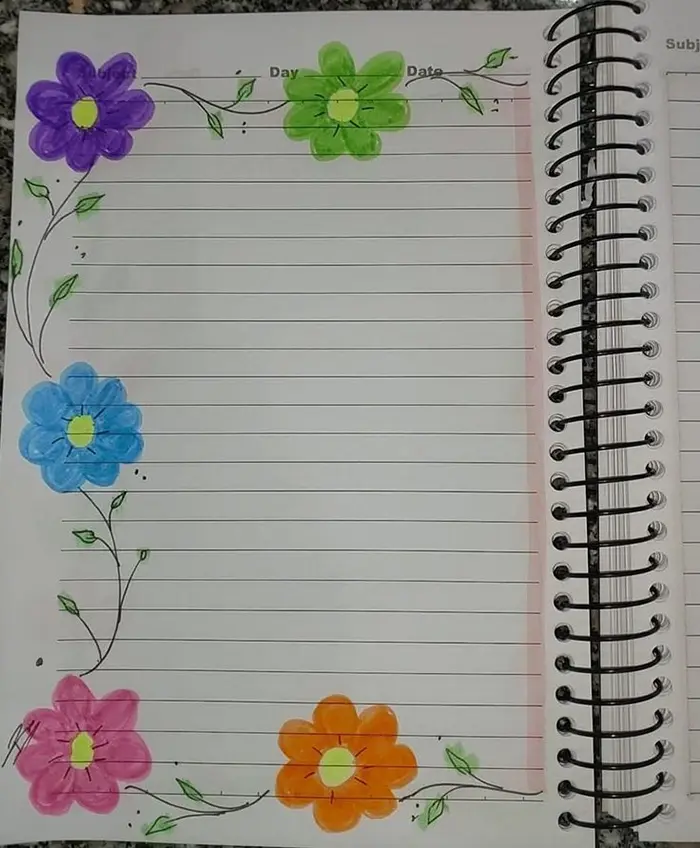 نقاشی گل برای حاشیه دفتر کودکان؛ با خطوط روان طرح‌های آسان متنوع فانتزی و کارتونی