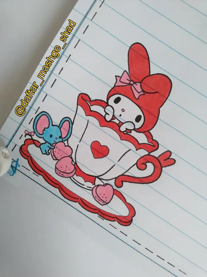 نقاشی ساده کودکانه برای حاشیه دفتر؛ فانتزی طراحی که در میان دانشآموزان محبوب شد!