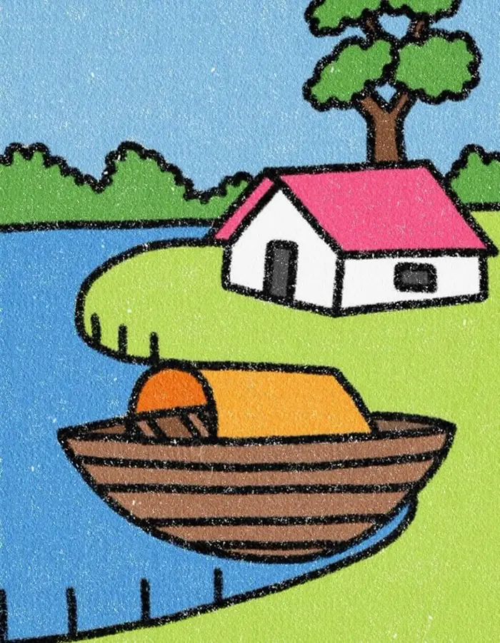 نقاشی طبیعت کودکانه | ۵۵ آموزش گامبهگام از آفتاب تا رنگین کمان زیبا؛ خلق مناظر شاد