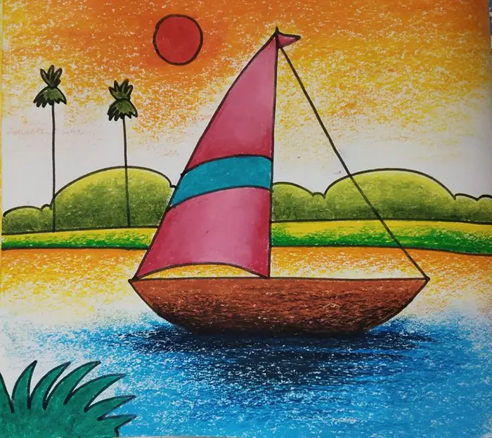 نقاشی طبیعت کودکانه | ۵۵ آموزش گامبهگام از آفتاب تا رنگین کمان زیبا؛ خلق مناظر شاد