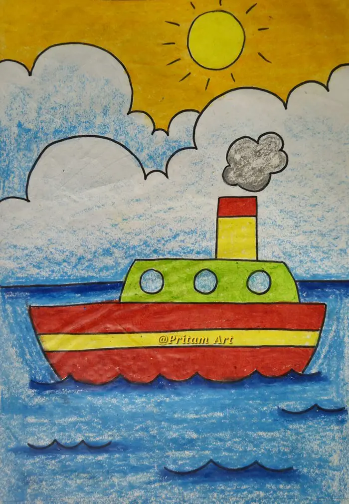 نقاشی طبیعت کودکانه | ۵۵ آموزش گامبهگام از آفتاب تا رنگین کمان زیبا؛ خلق مناظر شاد