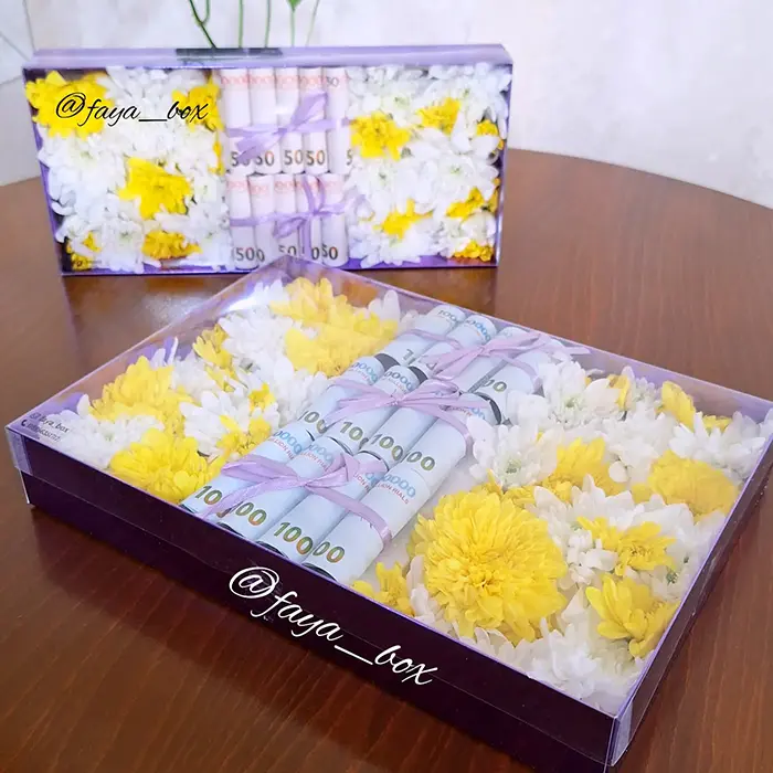 تزیین باکس گل با پول؛ ترکیب لوکس گل و اسکناس؛ جدیدترین ترند هدیههای لاکچری!