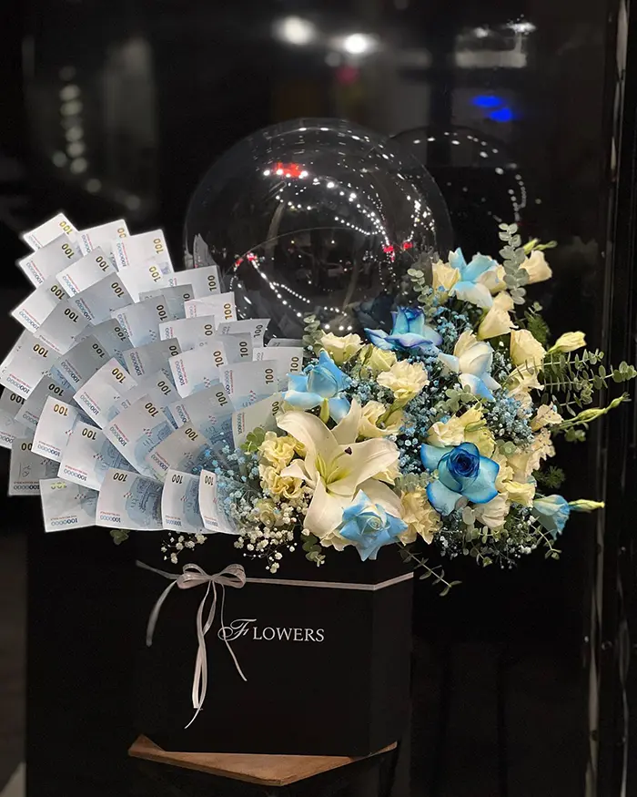 تزیین باکس گل با پول؛ ترکیب لوکس گل و اسکناس؛ جدیدترین ترند هدیههای لاکچری!